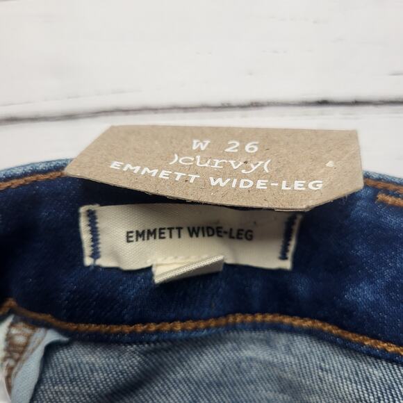 Madewell Curvy Emmett Wide Leg Trouser Jeans Patch Pockets Medium Wash 26 - Picture 11 of 12